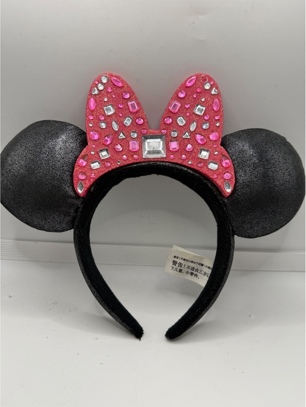 Disney Parks Minnie Mouse Headband – Pink Gemstone & Rhinestone Jeweled Bow